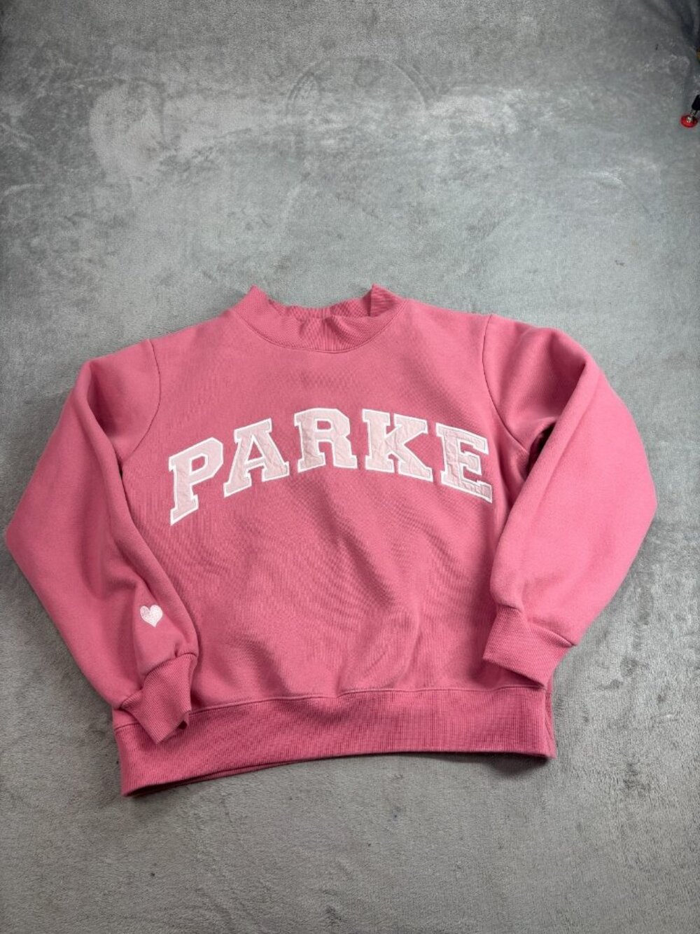 Parke Sweatshirt Women S/M Pink Cotton Embroidered Long Sleeve Valentines Day